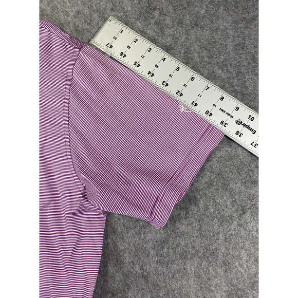 Peter Millar Polo Shirt Mens Medium Striped Light Purple Golf Preppy - Picture 4 of 12